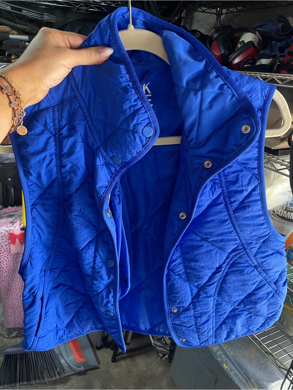 Love Tree Quilted Royal Blue Snap-Front Vest